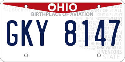 OH license plate GKY8147