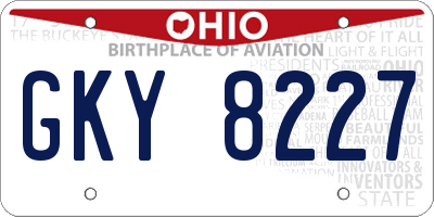 OH license plate GKY8227
