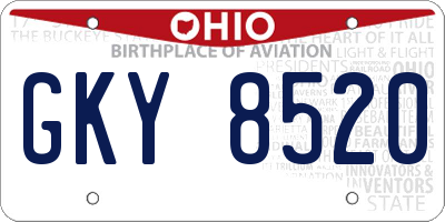 OH license plate GKY8520