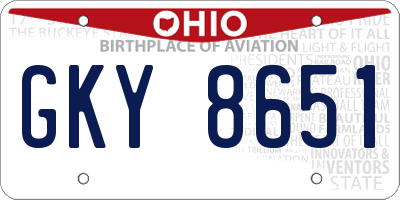 OH license plate GKY8651