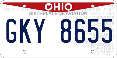 OH license plate GKY8655
