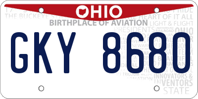OH license plate GKY8680