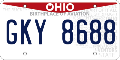 OH license plate GKY8688