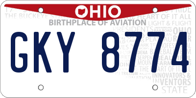 OH license plate GKY8774