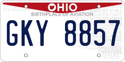 OH license plate GKY8857