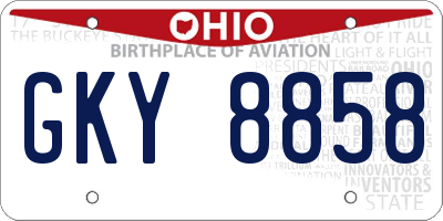OH license plate GKY8858