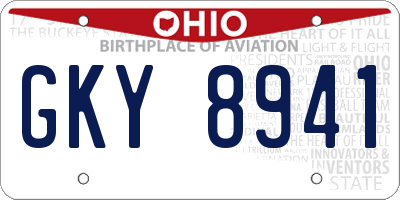 OH license plate GKY8941