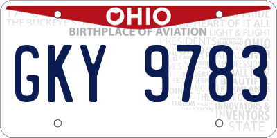 OH license plate GKY9783