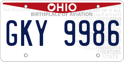 OH license plate GKY9986