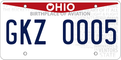 OH license plate GKZ0005