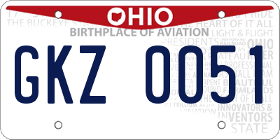 OH license plate GKZ0051