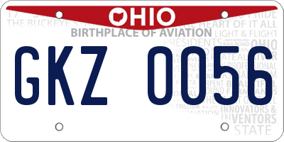 OH license plate GKZ0056