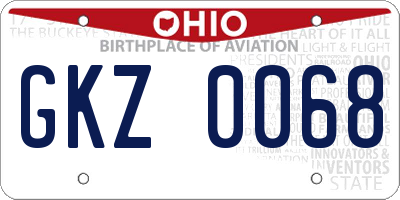 OH license plate GKZ0068