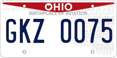 OH license plate GKZ0075