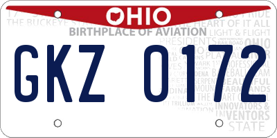 OH license plate GKZ0172