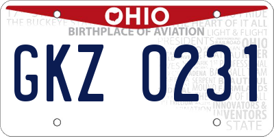 OH license plate GKZ0231