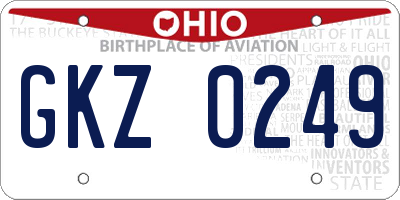 OH license plate GKZ0249