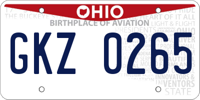 OH license plate GKZ0265