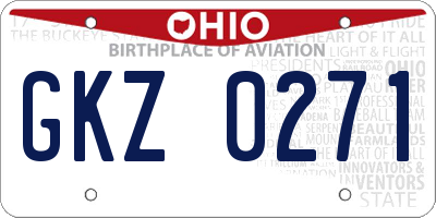 OH license plate GKZ0271