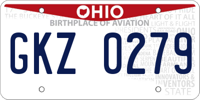 OH license plate GKZ0279