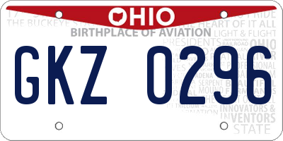 OH license plate GKZ0296