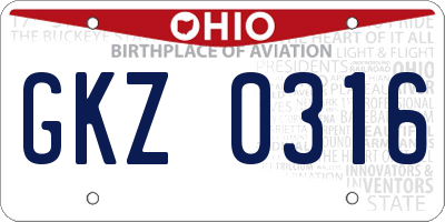 OH license plate GKZ0316