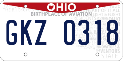 OH license plate GKZ0318