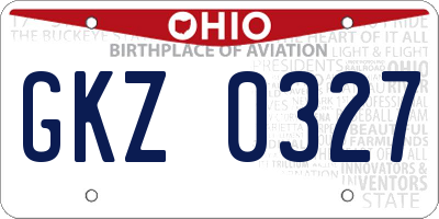 OH license plate GKZ0327