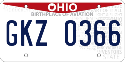 OH license plate GKZ0366