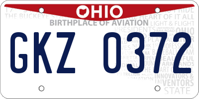 OH license plate GKZ0372