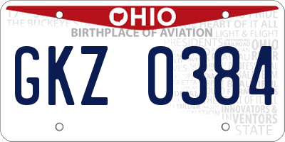 OH license plate GKZ0384