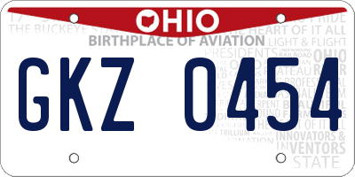 OH license plate GKZ0454