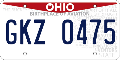 OH license plate GKZ0475
