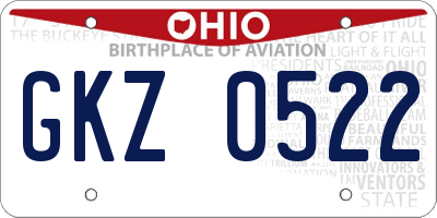 OH license plate GKZ0522