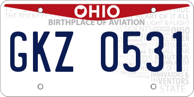 OH license plate GKZ0531