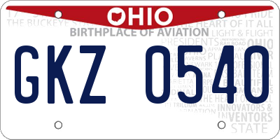 OH license plate GKZ0540