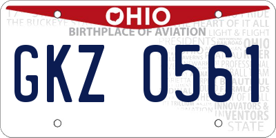 OH license plate GKZ0561