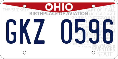 OH license plate GKZ0596