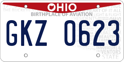 OH license plate GKZ0623