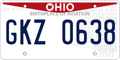 OH license plate GKZ0638