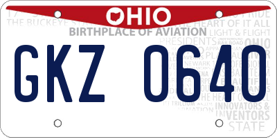 OH license plate GKZ0640