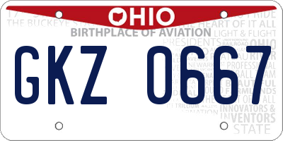 OH license plate GKZ0667