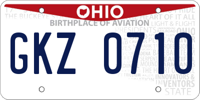 OH license plate GKZ0710