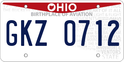 OH license plate GKZ0712