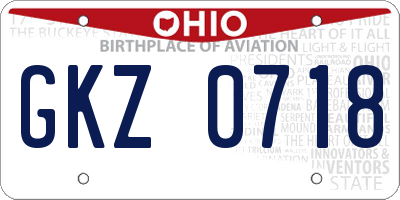 OH license plate GKZ0718