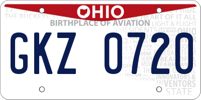 OH license plate GKZ0720