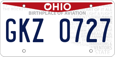OH license plate GKZ0727