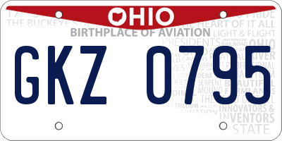 OH license plate GKZ0795
