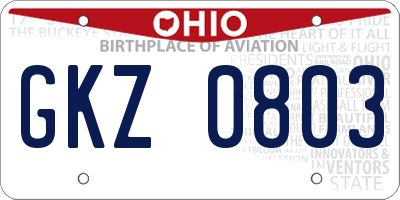 OH license plate GKZ0803