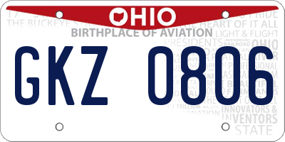 OH license plate GKZ0806